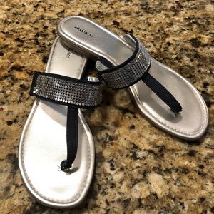 Denim and Silver Sandals